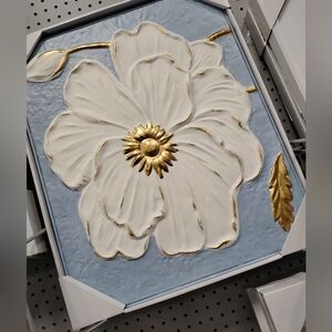 New White and Gold Floral Wall Art